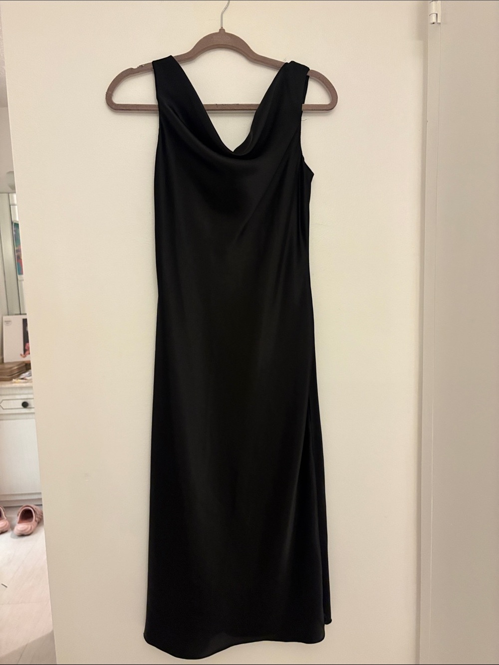 MARINA Black Cowl Neck Midi Slip Dress